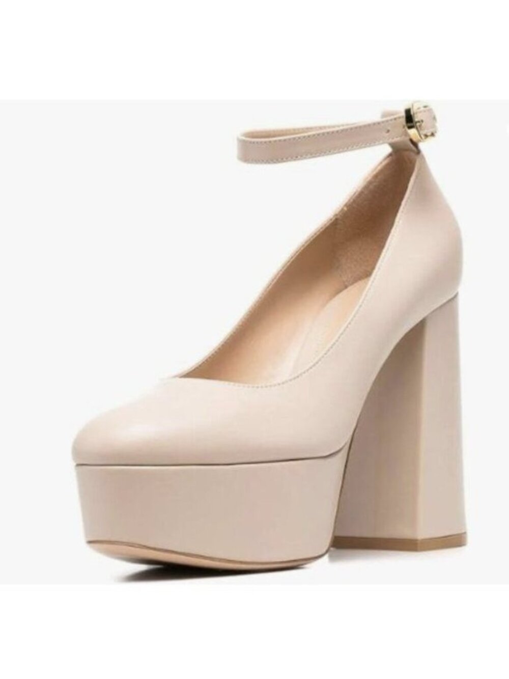 FOWT Women Round Toe Adjustable Ankle Strap Pumps Platform Chunky High Heels